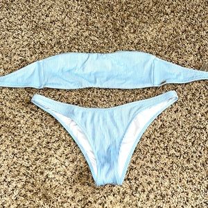 Baby blue bandeau bikini